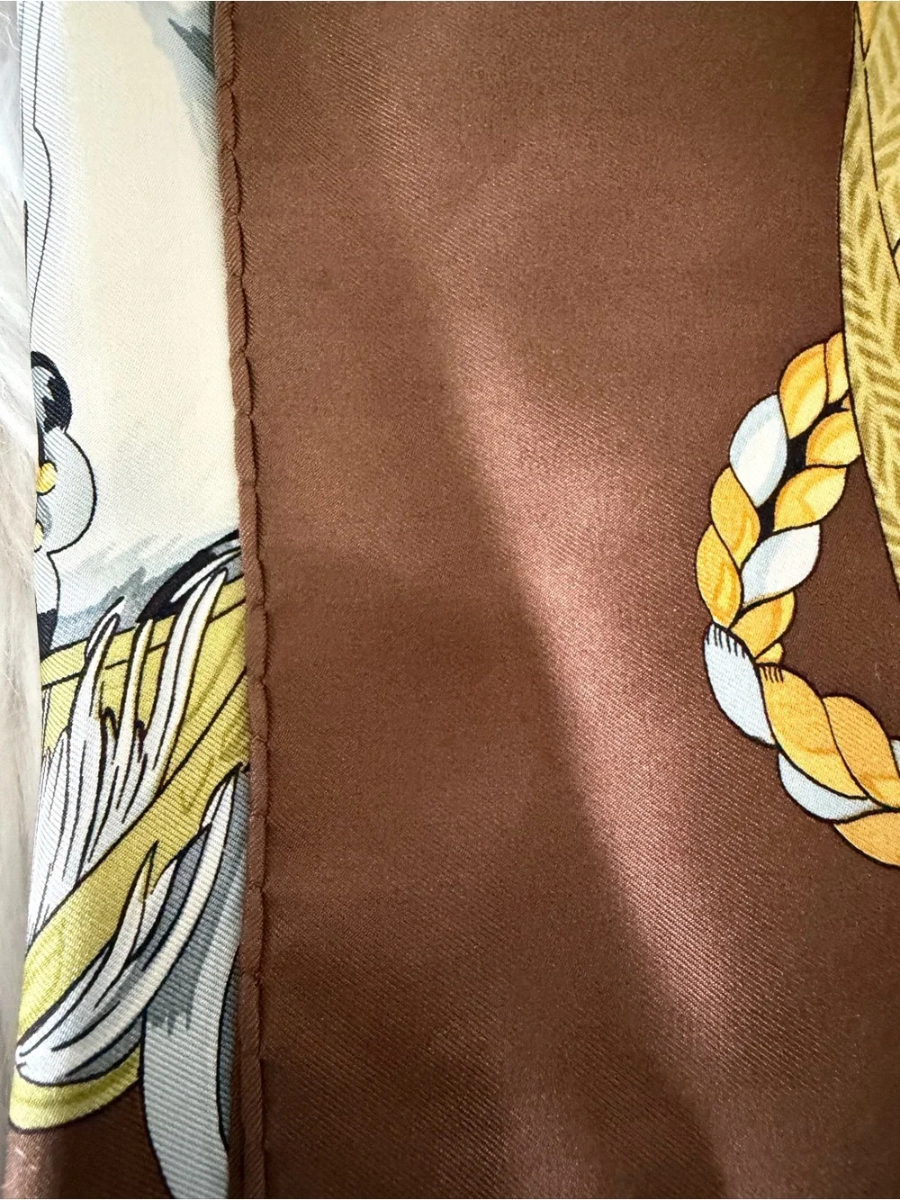 Hermès Paris Equestrian Silk Scarf in Cream, Gold and Brown - Picture 8 of 16